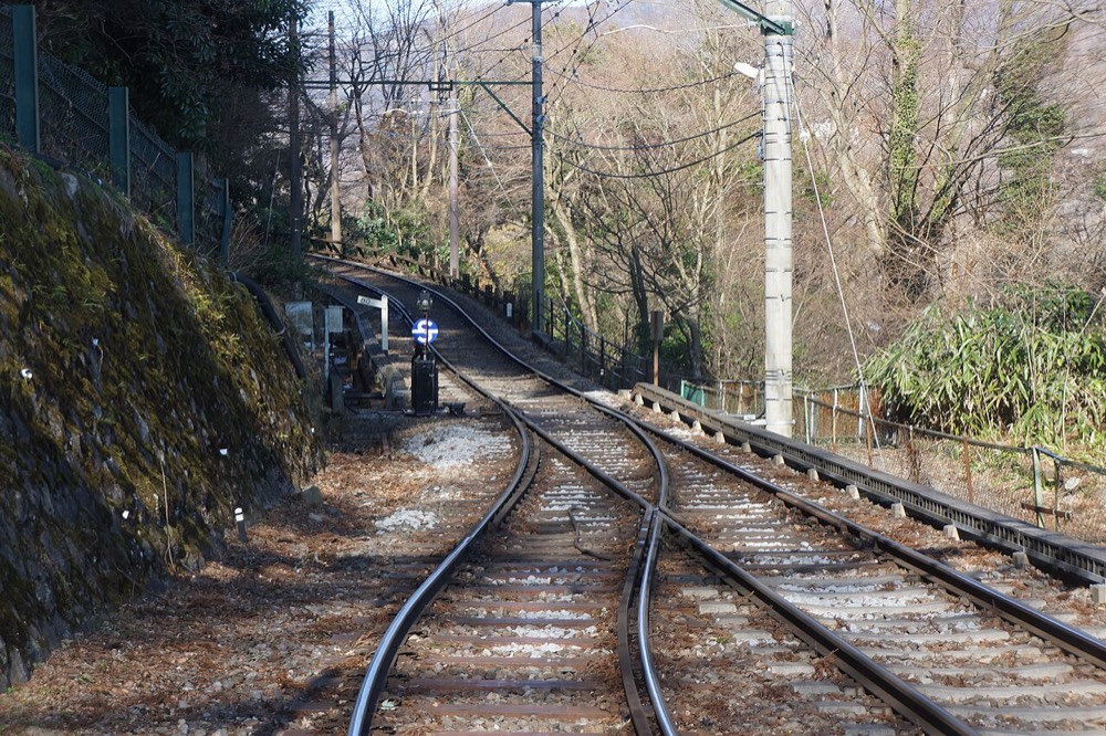 The Hakone Tozan Railway running through the mountains