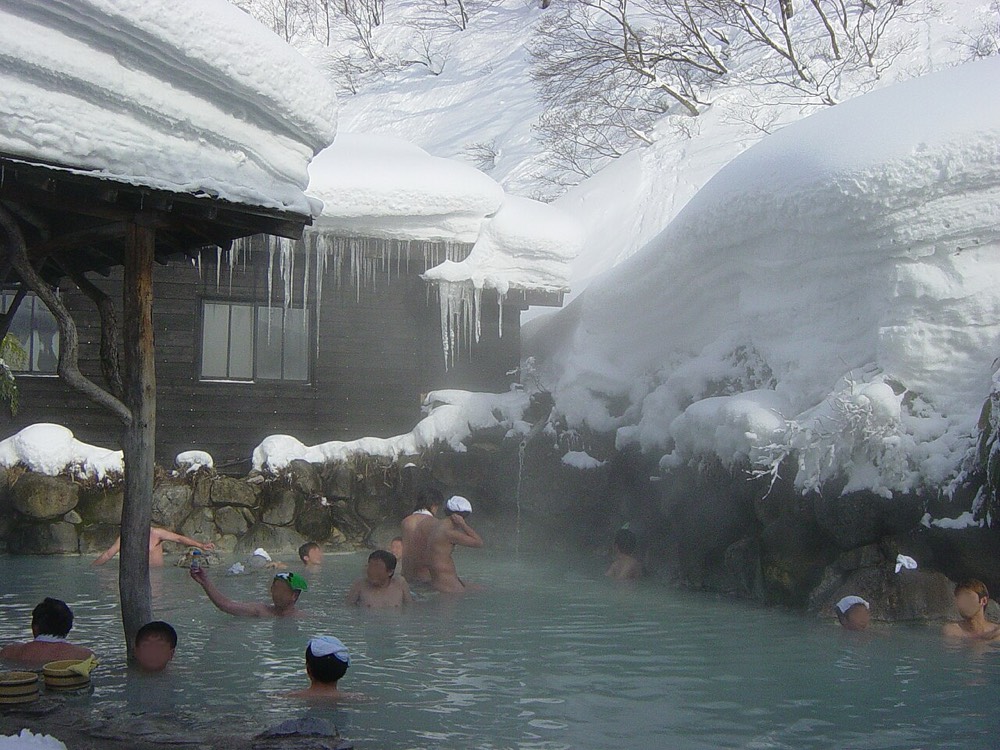 An open-air bath at Tsurunoyu Onsen in Akita