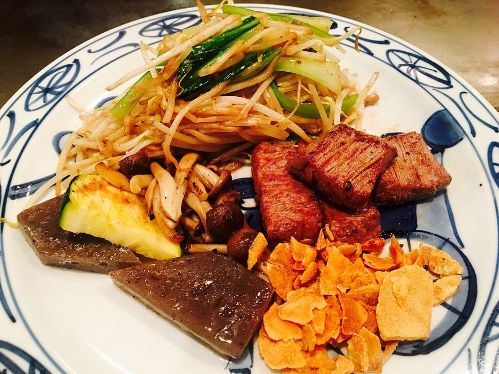 A Kobe beef set served at a steakhouse in Kobe