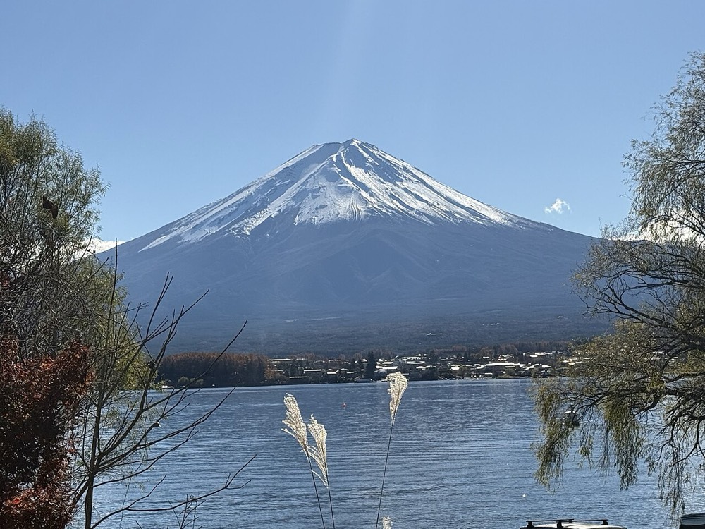 Mt. Fuji seen from Lake Kawaguchiko on a clear winter day