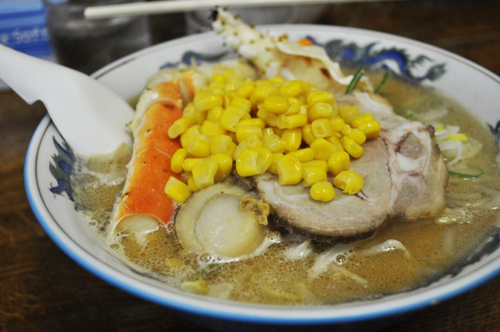Sapporo miso ramen topped with seafood and chashu pork