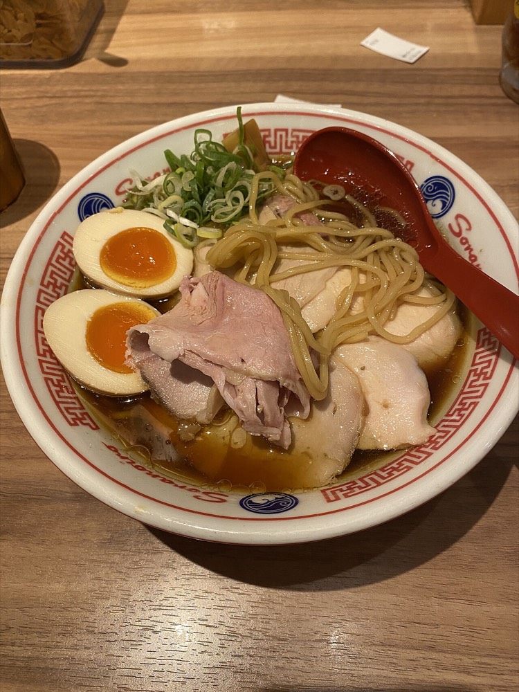 A bowl of shoyu ramen at Tokyo Ramen Street
