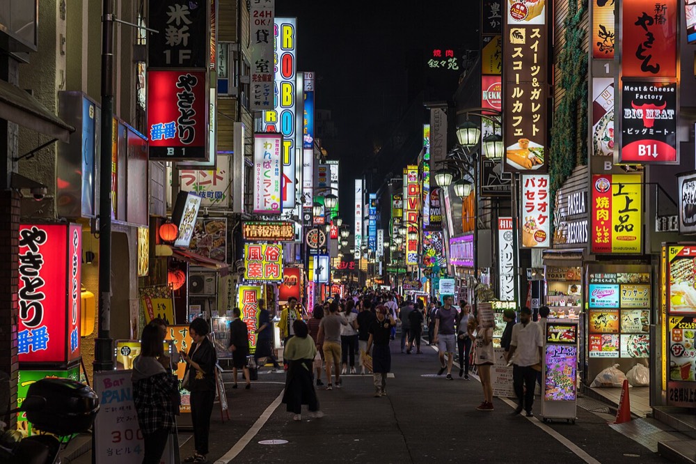 Colorful neon signs of Kabukicho, Shinjuku, after dark